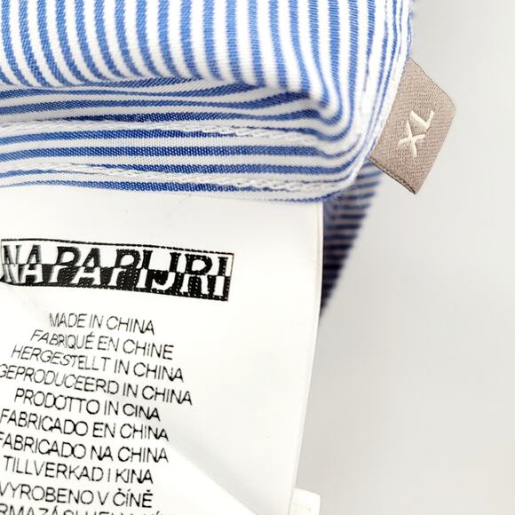 NAPAPIJRI Geographic Urban Fit Blue & White Striped Button-Up Shirt Men's Sz XL - Picture 8 of 10